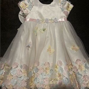 Floral White Dress with Pastel Accents